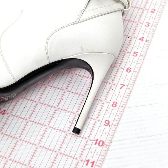 OFF-White Women Zip Tie White Leather Ankle Heel Boots size 7-7.5US EUR 38 - Picture 7 of 8